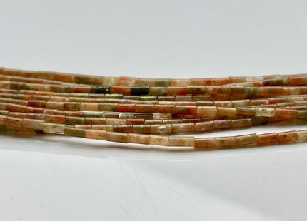 2x4 mm Tube Shape Moss or Crazy Agate Gemstone Beads Genuine Multi Green or Brown Gemstones Loose Spacer Beads 15.5 Inches Strand #3945