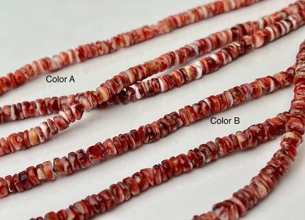 5 mm AAA Natural Orange Red White Spiny Oyster Shell Heishi Rondelle Shape Genuine Beautiful Natural Spiny Oyster Beads 16 Inch Strand #4277