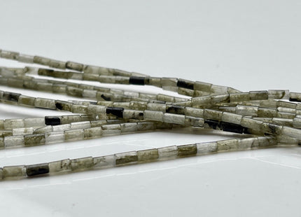 2x4 mm Tube Shape Natural Labradorite Gemstone Beads Genuine Multi Green Gray Labradorite Gemstones Spacer Beads 15.5 Inches Strand #3896