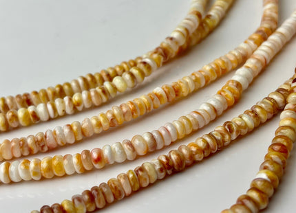 5 mm AAA Natural Orange Red White Spiny Oyster Shell Heishi Rondelle Shape Genuine Beautiful Natural Spiny Oyster Beads 16 Inch Strand #4281