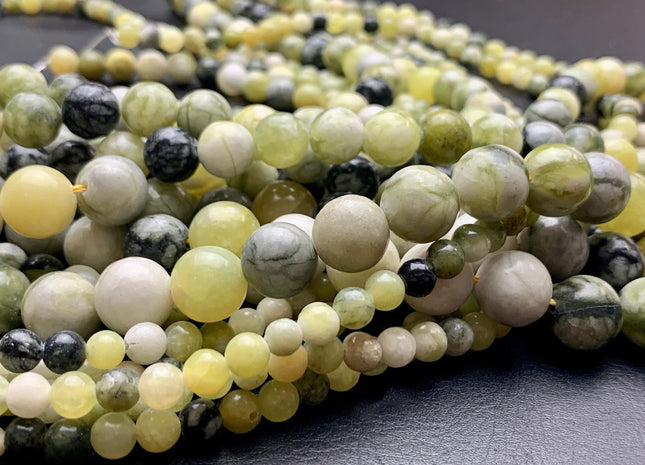 4 mm 6 mm 8 mm 10 mm 12 mm Smooth Round Natural Quartz Gemstone Beads Natural Moss Green Color Quartz Loose Beads 15 Inches Strand #3536