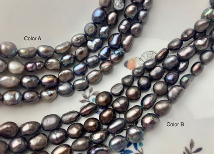 7-9x10-11 mm Dark Abalone Gray Color Rice Nugget Graduated Freshwater Pearl Beads Genuine Freshwater Rice Nugget Pearls Pieces #P1705