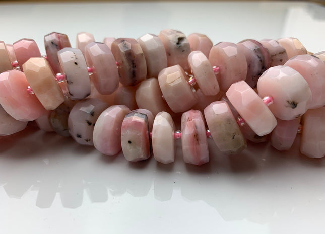 7-8x16 mm Faceted Rondelle Shape Natural Pink Opal Gemstone Genuine Quality Natural Color Pink Opal Gemstone #2260