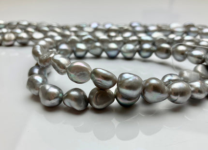 10x13 mm AAA Silver Gray Color Rice Nugget Freshwater Pearl Beads Genuine Gray Color Cultured Freshwater Pearl Long Oval Nuggets #1565