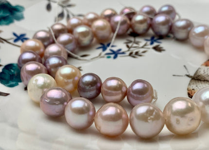 10-13 mm AA Natural Multi Pink Freshwater Baroque/Edison Pearl Beads Limited Edition Off Round Shape Genuine Edison Freshwater Pearl #1047