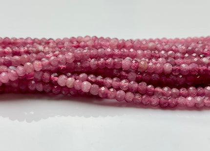 2x3-3.5 mm Natural Color Faceted Rondelle Pink Tourmaline Gemstone Beads Genuine Natural Pink Tourmaline Loose Bead 15.5 Inches #2620