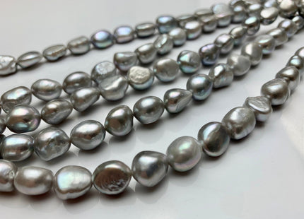 10x13 mm AAA Silver Gray Color Rice Nugget Freshwater Pearl Beads Genuine High Luster Long Oval Pearl Nuggets #1565