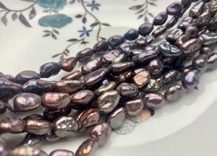 6-7x9-13 mm AA Dark Brown Keshi Freshwater Pearls Beads Genuine Rice Nugget Shape Dark Brown Keshi Freshwater Pearl Beads #P1645