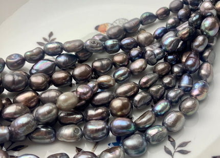7-9x10-11 mm Dark Abalone Gray Color Rice Nugget Graduated Freshwater Pearl Beads Genuine Freshwater Rice Nugget Pearls Pieces #P1705