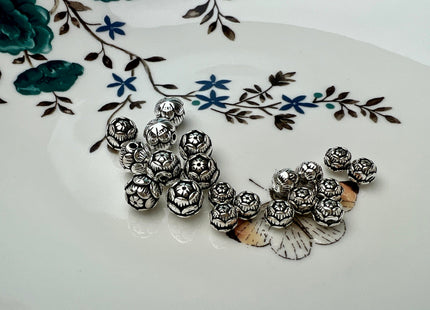 One Piece 6mm 8mm 925 Sterling Silver Tibetan Style Silver Spacer Flower Ball Genuine Sterling Silver Spacer Bali Antique Beads #10276