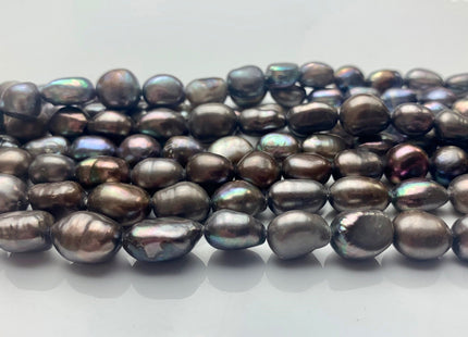7-9x10-11 mm Dark Abalone Gray Color Rice Nugget Graduated Freshwater Pearl Beads Genuine Freshwater Rice Nugget Pearls Pieces #P1705