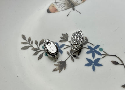 8x12 mm .925 Sterling Silver Clasp With Irregular Shape Sterling Silver Finding Clasp Irregular Pattern Sterling Silver W/CZ Clasps #10272