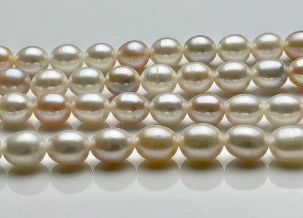 8x10 mm AAA Muti Natural Color Freshwater Rice Pearls, High Quality Mixed Natural White Pink Freshwater Oval Pearls #1279