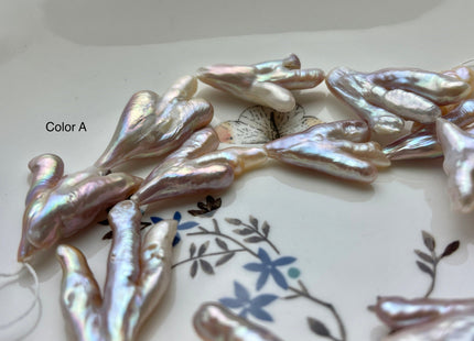 AAA Rare Chicken Feet Shape Genuine Freshwater Pearl Beads Natural Mauve Pink Color High Luster Limited Biwa Pearl Beads 11-13 Beads #P1947