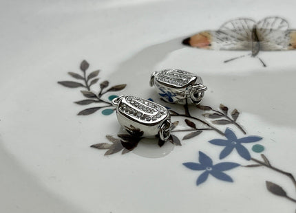 8x12 mm .925 Sterling Silver Clasp With Irregular Shape Sterling Silver Finding Clasp Irregular Pattern Sterling Silver W/CZ Clasps #10272