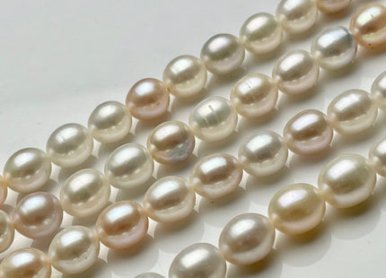 8x10 mm AAA Muti Natural Color Freshwater Rice Pearls, High Quality Mixed Natural White Pink Freshwater Oval Pearls #1279