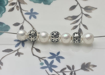 One Piece 8 mm 925 Sterling Silver Tibetan Style Silver Spacer Ball Genuine Sterling Silver Large Hole Spacer Bali Antique Beads #10155