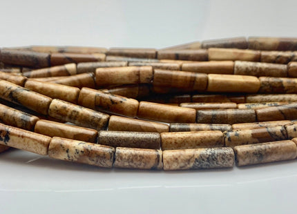 4x13-14 mm Tube Shape Natural Picture Jasper Gemstone Beads Genuine Multi Brown Jasper Gemstones Loose Beads 15.5 Inches Strand #3150