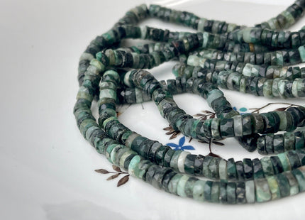6-6.5mm Faceted Rondelle Heishi Tire Shape Natural Green Emerald Gemstone Beads Genuine Quality Faceted Emerald Loose Beads 16 Inches #4246