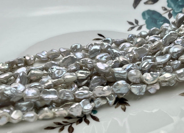 4-5x6-8mm AAA Gray Color Keshi Nugget Freshwater Pearl Beads High Luster Very Rare Genuine Freshwater Tiny Keshi Nugget Pearls #P1733
