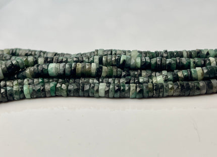 6-6.5mm Faceted Rondelle Heishi Tire Shape Natural Green Emerald Gemstone Beads Genuine Quality Faceted Emerald Loose Beads 16 Inches #4246