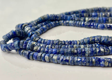5mm 6mm Faceted Rondelle Heishi Tire Shape Natural Blue Lapis Gemstone Beads Genuine Quality Faceted Lapis Loose Beads 16 Inches #4248