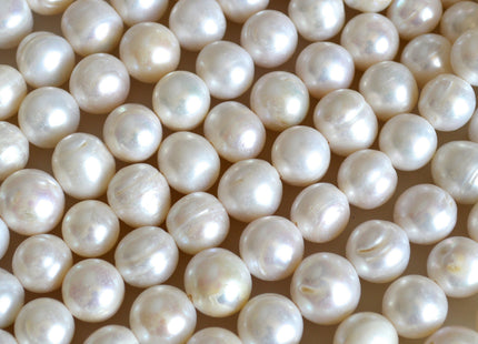 12-13 mm Half Strand Large Hole Natural White Freshwater Pearl Beads Hole Size 2.2mm Rare Jumbo Freshwater Large Hole Pearls Beads #734