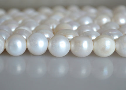 12-13 mm Half Strand Large Hole Natural White Freshwater Pearl Beads Hole Size 2.2mm Rare Jumbo Freshwater Large Hole Pearls Beads #734