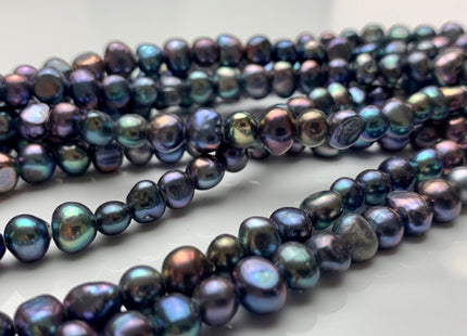 7-8 mm AAA Large Hole Peacock Freshwater Pearl Nugget Beads Hole Size 1.8 mm High Luster Large Hole Potato Pearls #P1024