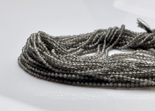 2-2.5 mm Faceted Round Tiny Gray Moonstone Gemstone Beads Genuine Natural Moonstone Loose Beads 13 Inches Strand #4113