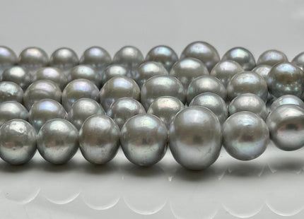 12-14 mm AA Half Strand Gray Color Off Round Large Hole Freshwater Pearl Bead Hole Size 2.2mm Genuine Large Hole Pearl 17 Beads #P2015