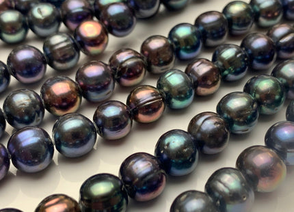 10-11 mm Large Hole Peacock Color Potato Freshwater Pearl Beads Hole Size 2.2 mm Large Hole Beads Large Hole Freshwater Pearls #1465