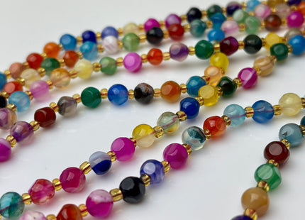 6 mm Faceted Star Cut Agate Gemstone Beads Genuine Faceted Multi Color Agate Gemstone Loose Beads 15 Inches Strand 50 Beads #4193
