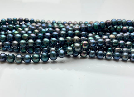 5-6 mm AA Blue Peacock Color Potato Freshwater Pearl Beads Genuine High Luster Peacock Color Freshwater Pearl #1911