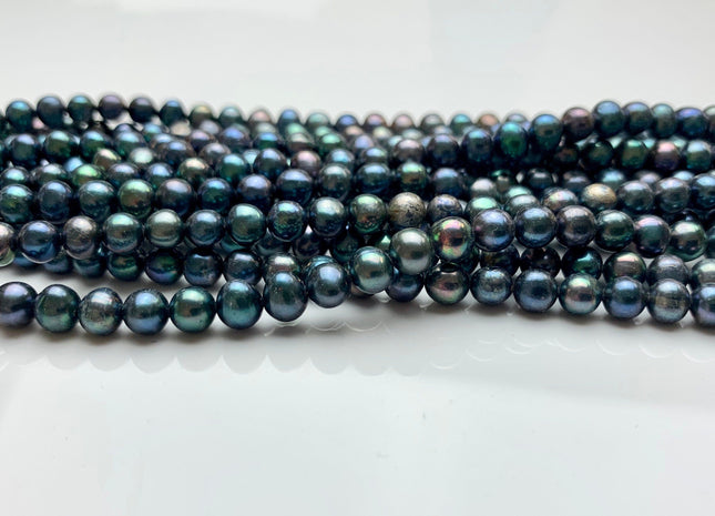 5-6 mm AA Blue Peacock Color Potato Freshwater Pearl Beads Genuine High Luster Peacock Color Freshwater Pearl #1911
