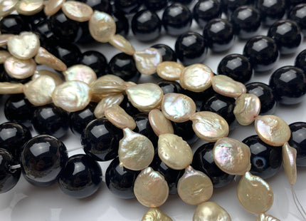 11 mm Half Strand Light Yellow Champagne Coin Freshwater Pearl Beads Genuine Cultured Coin Pearls  #320