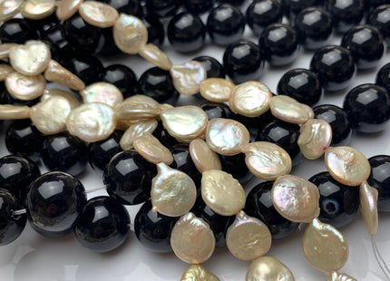 11 mm Half Strand Light Yellow Champagne Coin Freshwater Pearl Beads Genuine Cultured Coin Pearls #320