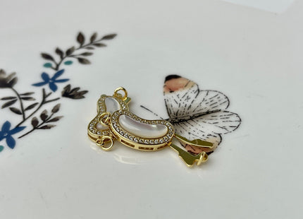 8x15 mm 925 Sterling Silver/Gold Extra Shiny Bean Shape Clasp Sterling Silver Findings With CZ Mother Of Pearl Silver Clasps #10285
