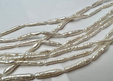 4-5x20-30mm Natural White Biwa Stick Freshwater Pearls Genuine Natural White Long Stick Pearls Freshwater Pearl Beads #P2291