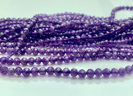 3mm 4mm AAA Natural Dark Purple Color Faceted Round Amethyst Gemstone Beads High Quality Micro Faceted Gemmy Amethyst Bead 15.5 Inches #3777