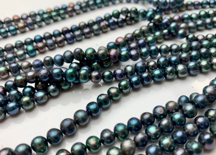 5-6 mm AA Blue Peacock Color Potato Freshwater Pearl Beads Genuine High Luster Peacock Color Freshwater Pearl #1911