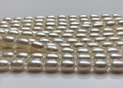 6X9-10 mm Natural White Long Oval/Rice Freshwater Pearl Genuine Long Oval Smooth Quality Pearls Bridal Pearls 40 Beads #P1613