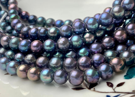 8-8.5mm Half Strand AAA Potato Rainbow Peacock Freshwater Pearls 2.1mm Hole Genuine Large Hole Freshwater Pearls #168