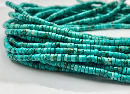 4 mm Turquoise Heishi Rondelle Shape Gemstones Loose Beads 15 Inches Strand #2580
