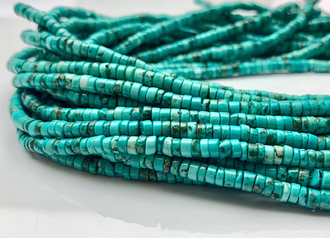 4 mm Turquoise Heishi Rondelle Shape Gemstones Loose Beads 15 Inches Strand #2580