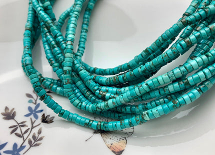 4 mm Turquoise Heishi Rondelle Shape Gemstones Loose Beads 15 Inches Strand #2580