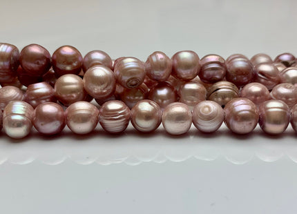 9-10 mm Large Hole Ringed Salmon Pink Freshwater Pearl Beads Hole Size 2.2 mm Genuine Large Hole Freshwater Potato Pearls #1439