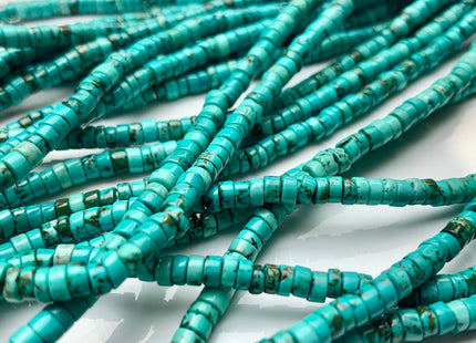 4 mm Turquoise Heishi Rondelle Shape Gemstones Loose Beads 15 Inches Strand #2580