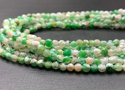 4 mm Faceted Round White Green Agate Gemstone Beads Genuine Agate Gemstone Loose Beads 14 Inches Strand #2752