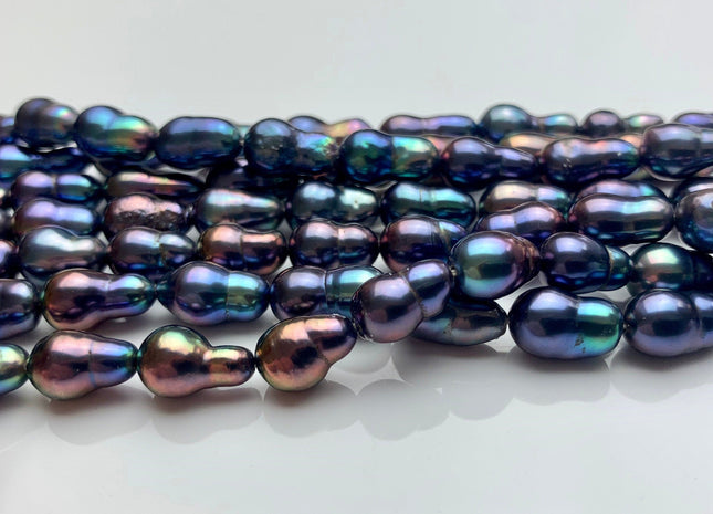 7x10-12 mm AAA Rainbow Peacock Edison Baroque Freshwater Pearl Tear Drop Shape Beads Genuine High Luster Top Quality Edison Pearls #P1626